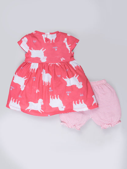 Cotton Printed Frock & Hot Pant Set