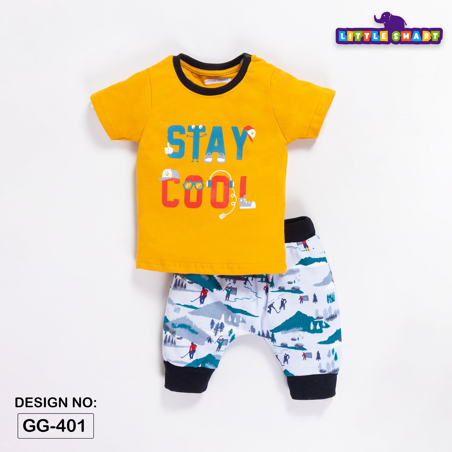 Boys Printed Diaper Baba Suit Set