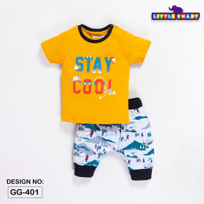 Boys Printed Diaper Baba Suit Set